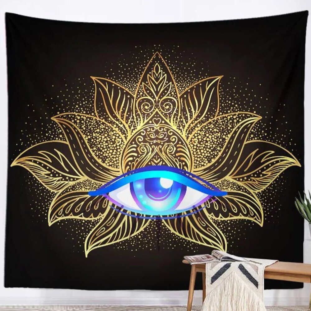 Mystic Eye Lotus Tapestry Wall Hanging –  (29.5x22.8in) Bohemian Spiritual